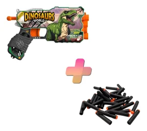Pistola Lanza Dardos 12 Dardos Dinosaurs World + Dardos de Regalo